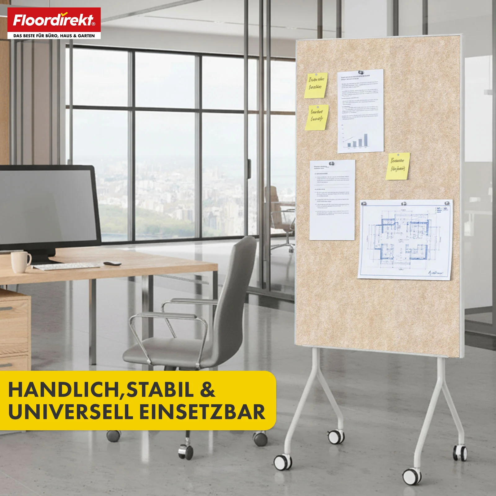 Mobile Moderationstafel GIANT | Beidseitige Filztafel auf Rollen 80x120cm | Doppelseitig nutzbar & stabil - Image 14