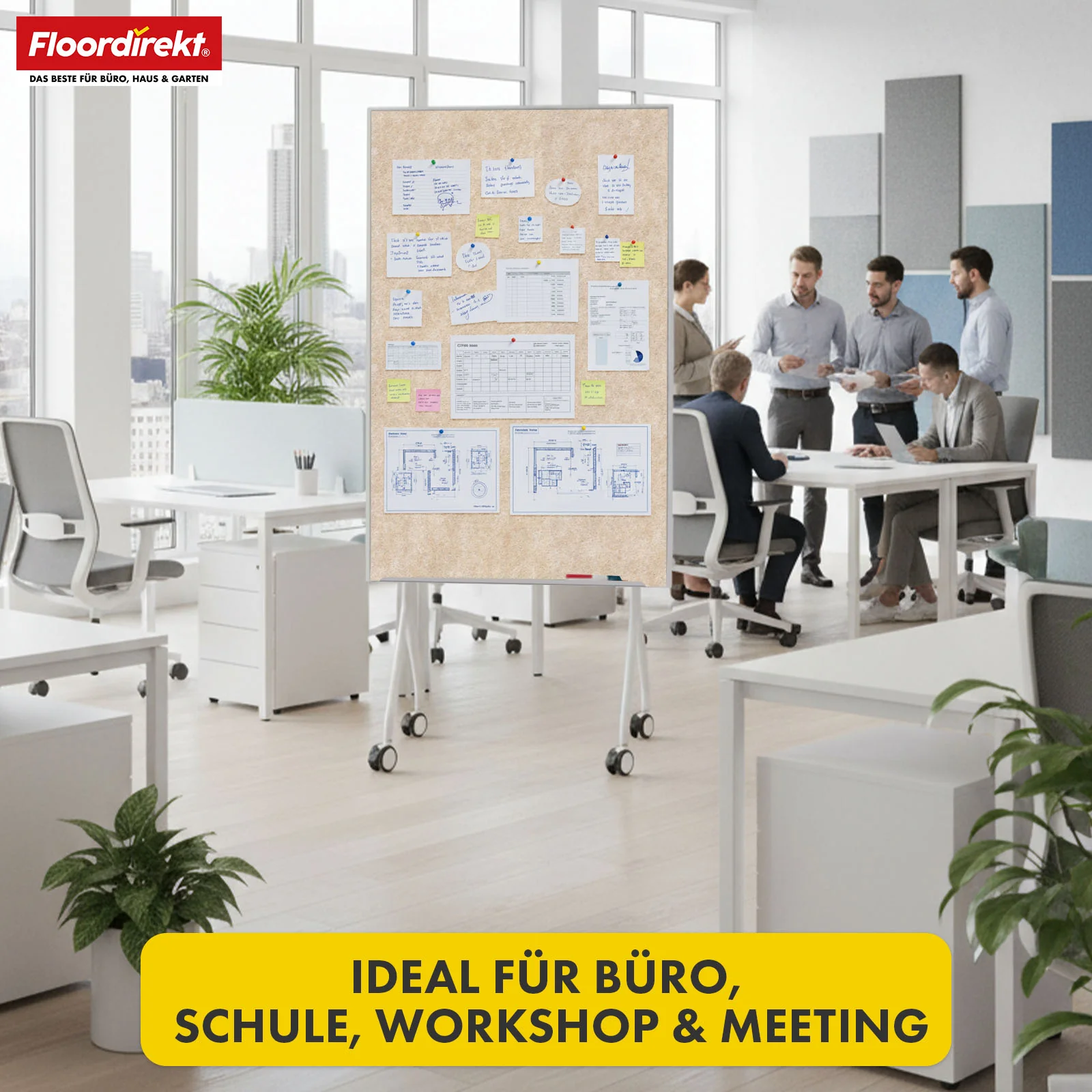 Mobile Moderationstafel GIANT | Beidseitige Filztafel auf Rollen 80x120cm | Doppelseitig nutzbar & stabil - Image 15