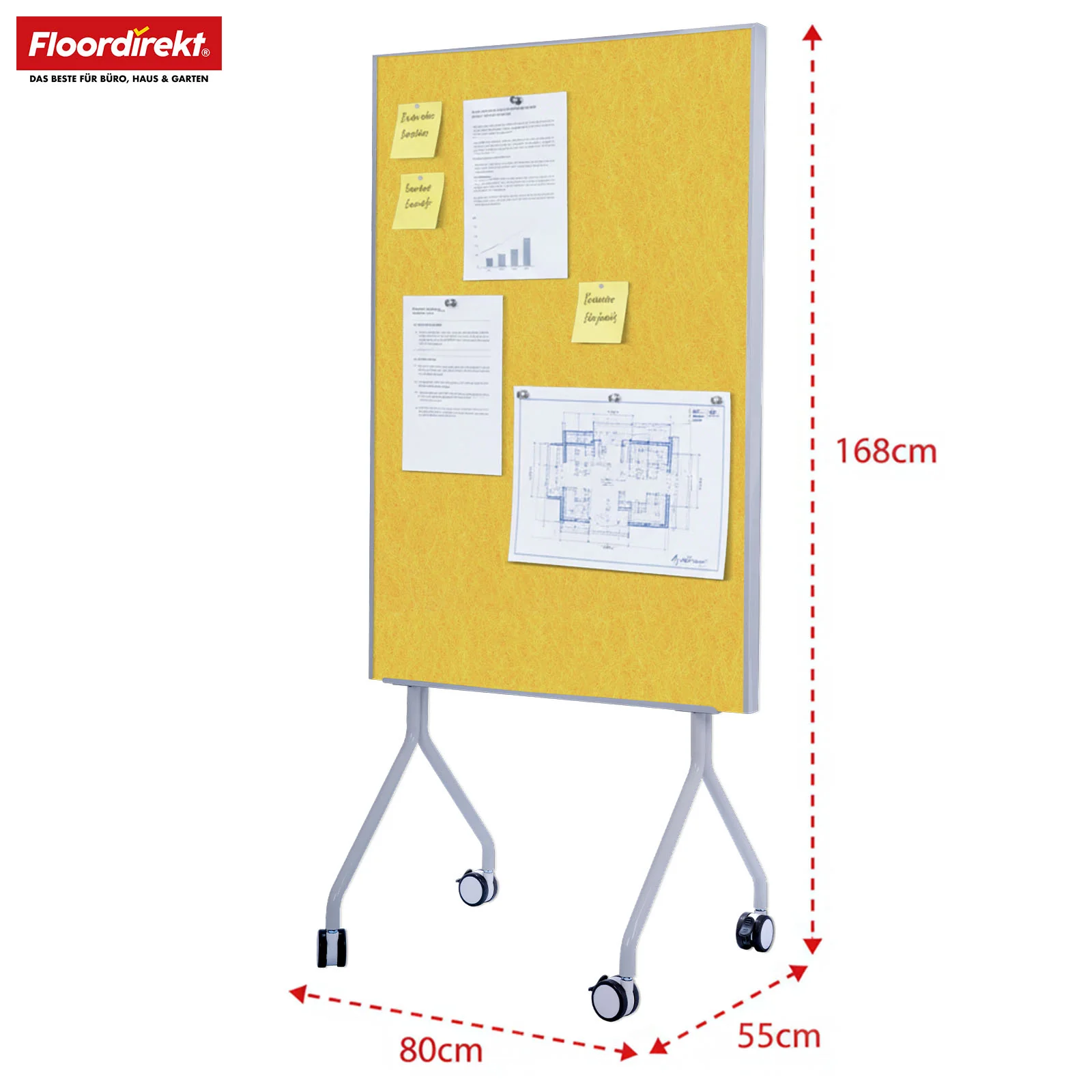 Mobile Moderationstafel GIANT | Beidseitige Filztafel auf Rollen 80x120cm | Doppelseitig nutzbar & stabil - Image 17