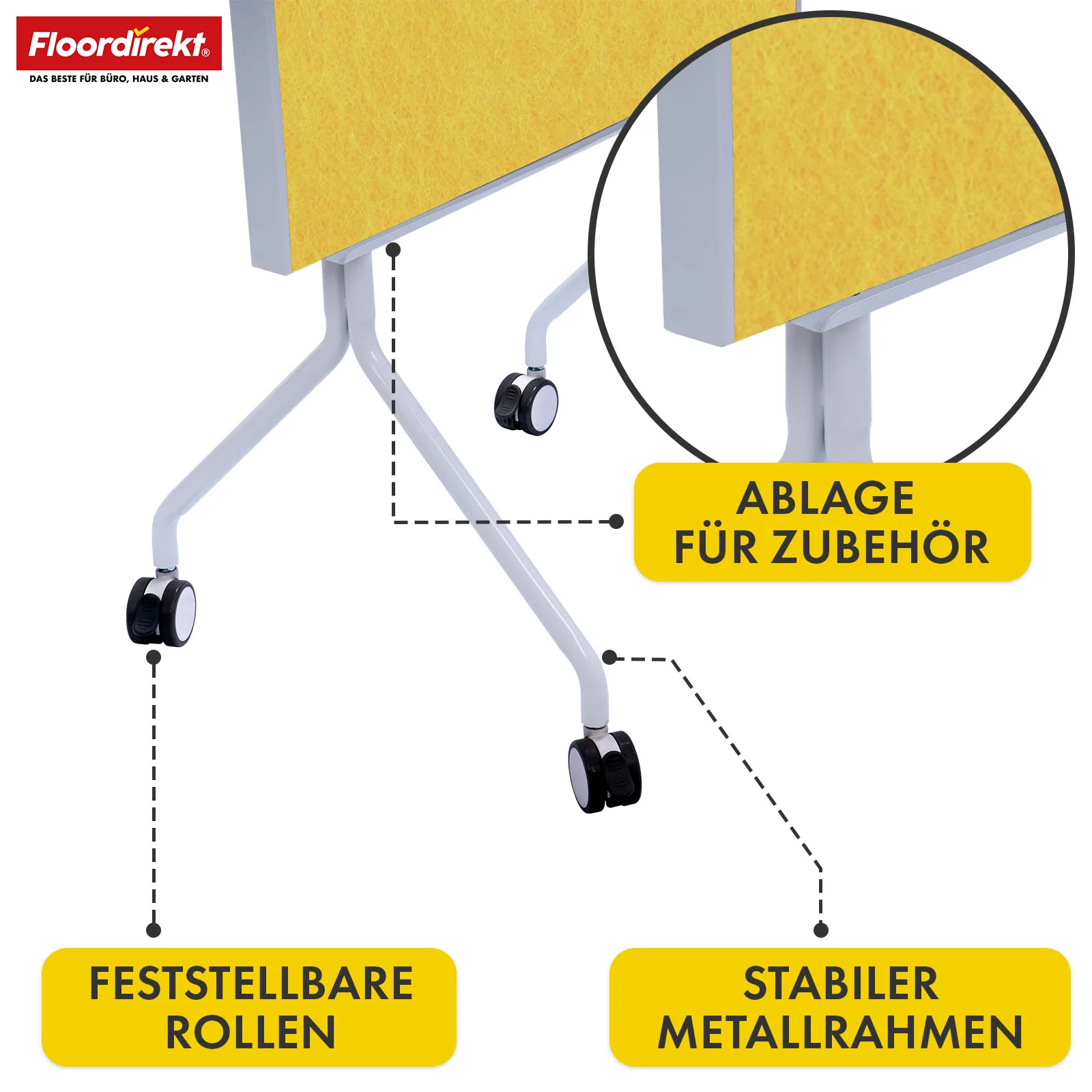 Mobile Moderationstafel GIANT | Beidseitige Filztafel auf Rollen 80x120cm | Doppelseitig nutzbar & stabil - Image 19