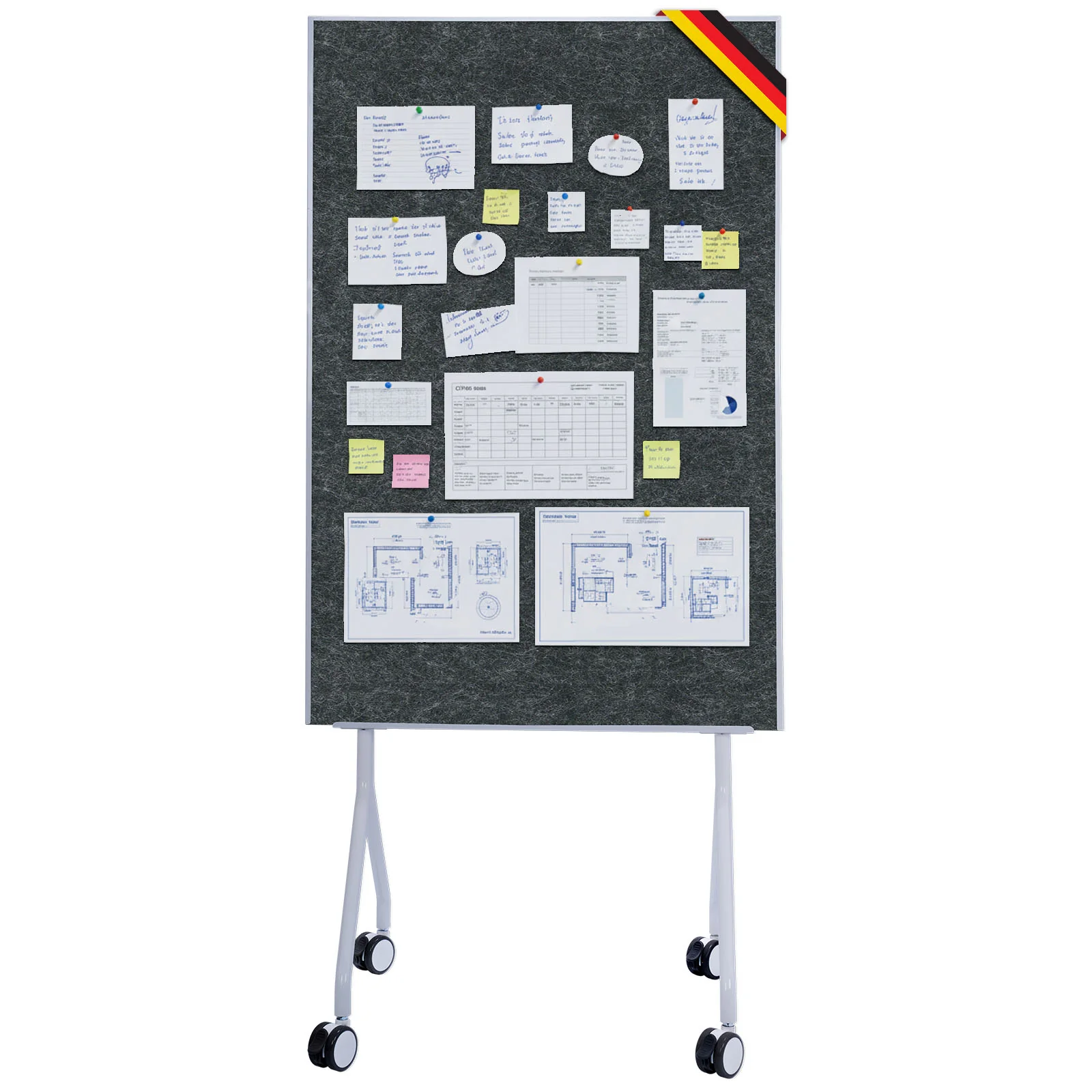 Mobile Moderationstafel GIANT | Beidseitige Filztafel auf Rollen 80x120cm | Doppelseitig nutzbar & stabil - Image 2
