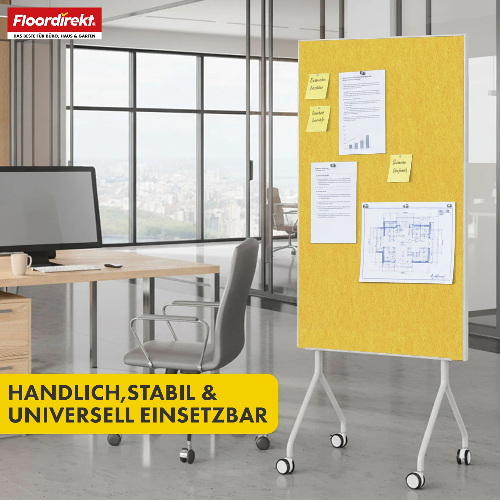 Mobile Moderationstafel GIANT | Beidseitige Filztafel auf Rollen 80x120cm | Doppelseitig nutzbar & stabil - Image 21