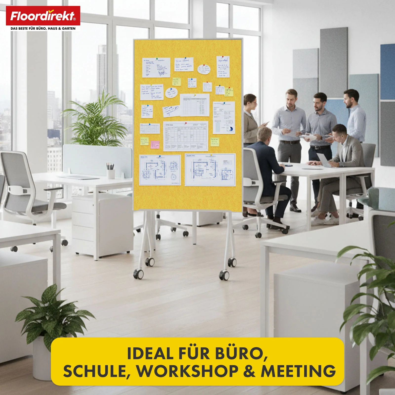 Mobile Moderationstafel GIANT | Beidseitige Filztafel auf Rollen 80x120cm | Doppelseitig nutzbar & stabil - Image 22
