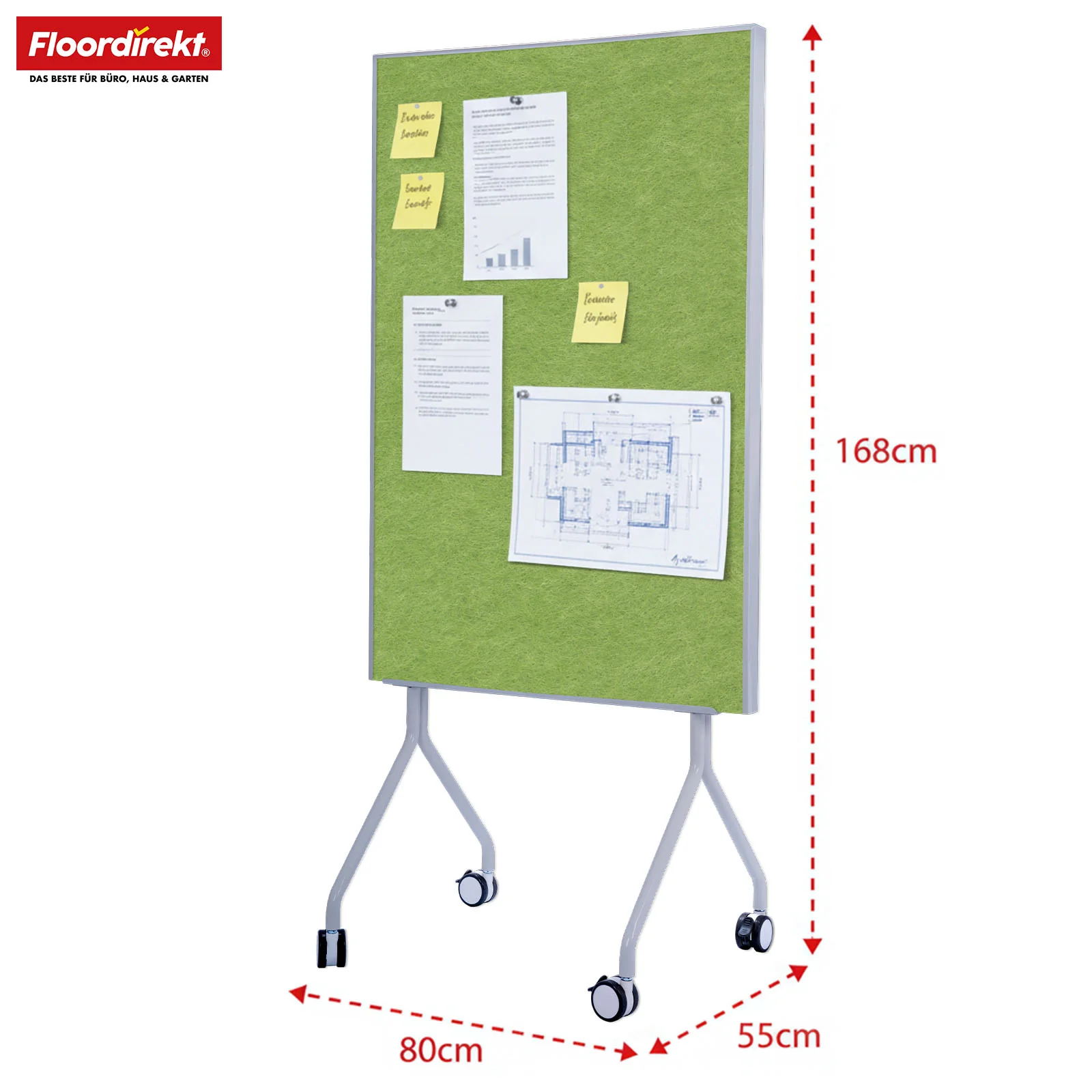 Mobile Moderationstafel GIANT | Beidseitige Filztafel auf Rollen 80x120cm | Doppelseitig nutzbar & stabil - Image 24