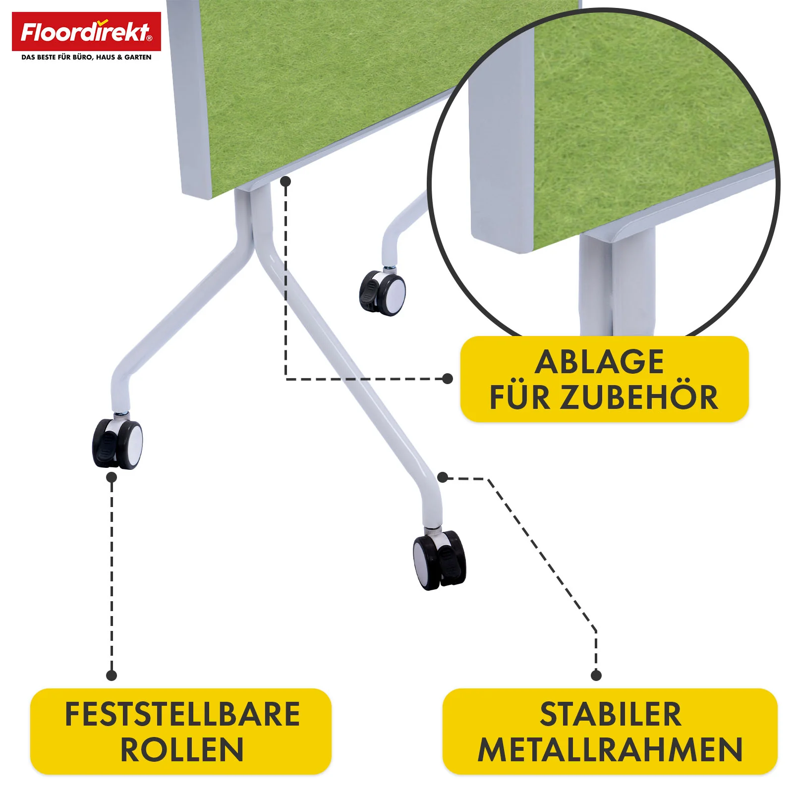 Mobile Moderationstafel GIANT | Beidseitige Filztafel auf Rollen 80x120cm | Doppelseitig nutzbar & stabil - Image 26