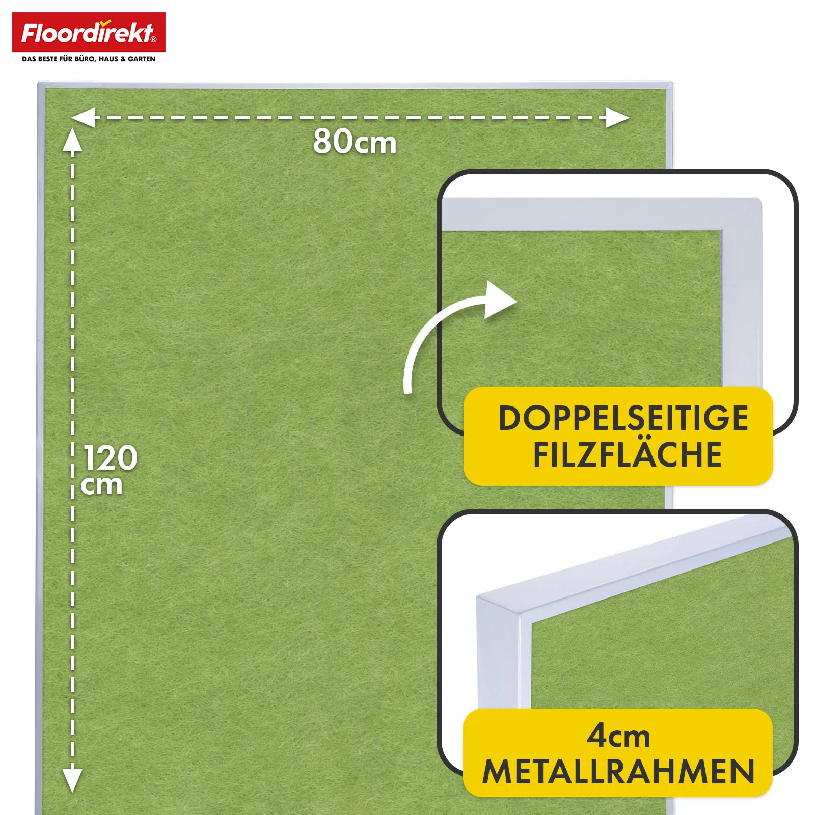Mobile Moderationstafel GIANT | Beidseitige Filztafel auf Rollen 80x120cm | Doppelseitig nutzbar & stabil - Image 27