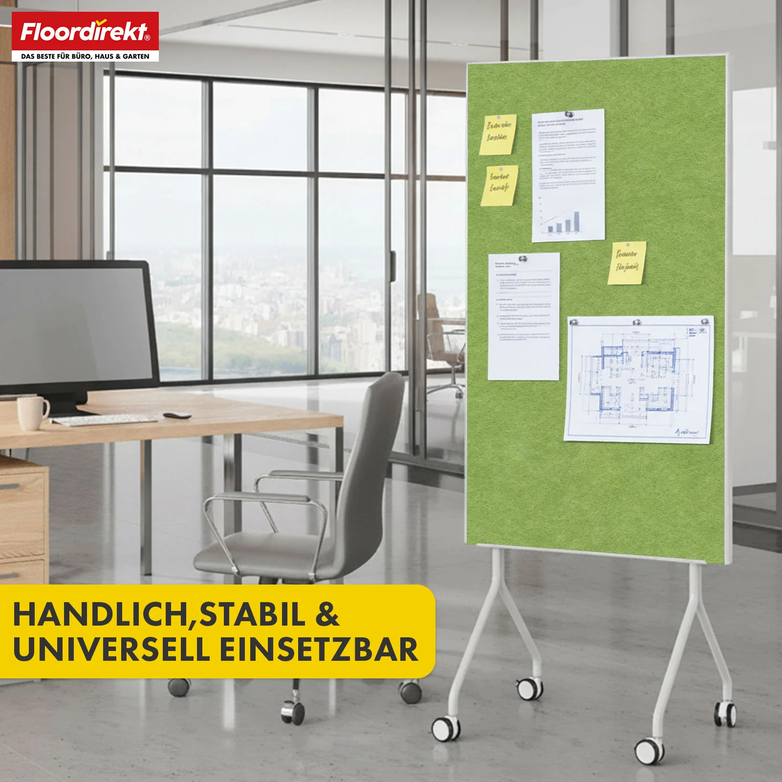 Mobile Moderationstafel GIANT | Beidseitige Filztafel auf Rollen 80x120cm | Doppelseitig nutzbar & stabil - Image 28