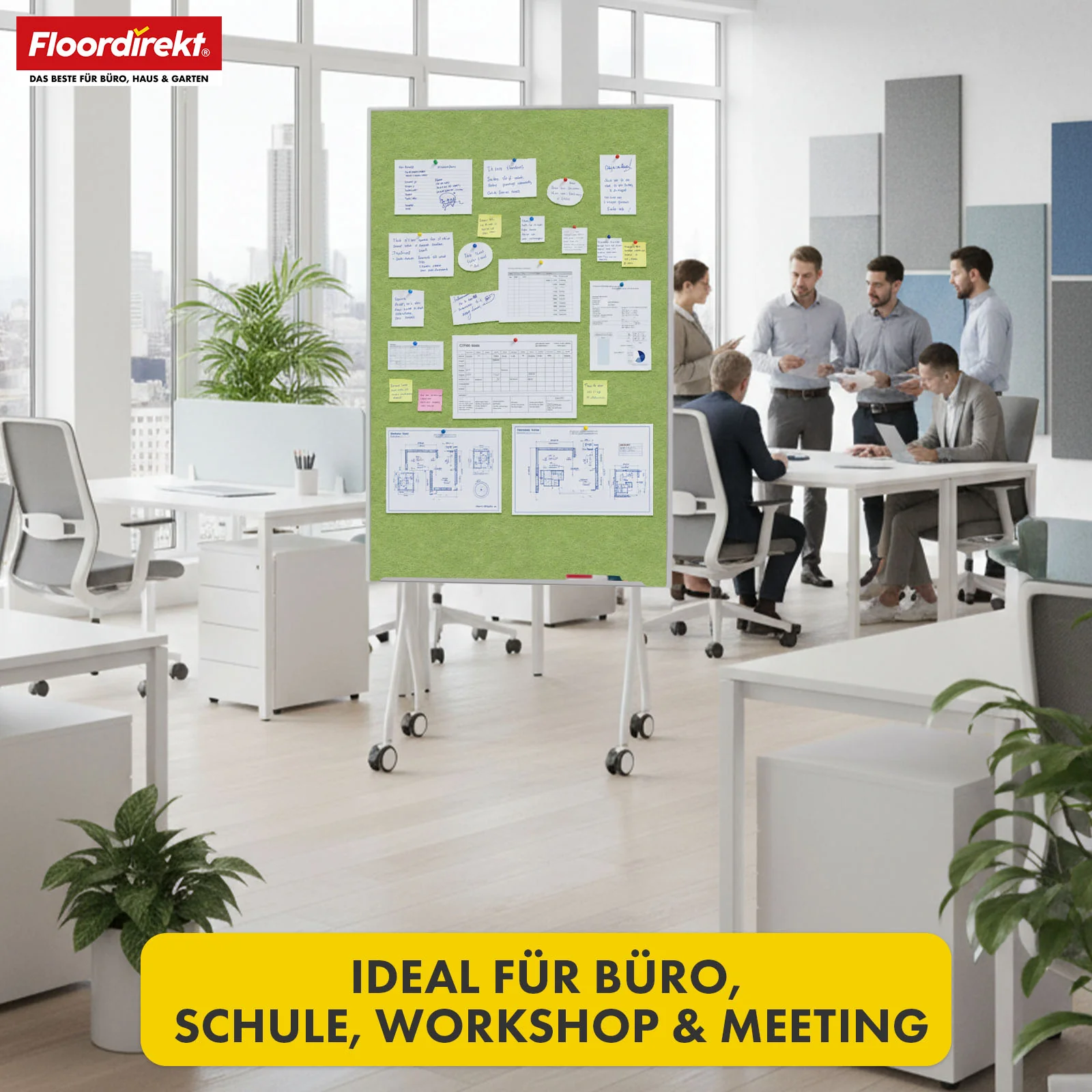 Mobile Moderationstafel GIANT | Beidseitige Filztafel auf Rollen 80x120cm | Doppelseitig nutzbar & stabil - Image 29