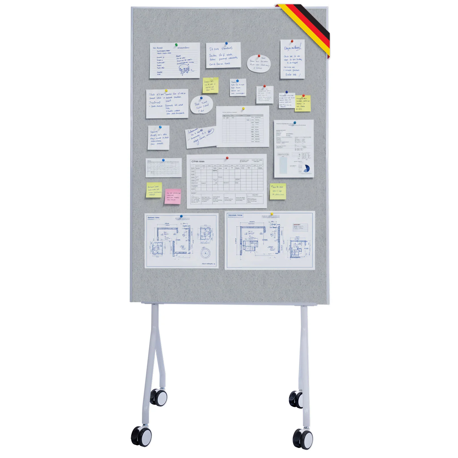 Mobile Moderationstafel GIANT | Beidseitige Filztafel auf Rollen 80x120cm | Doppelseitig nutzbar & stabil - Image 30