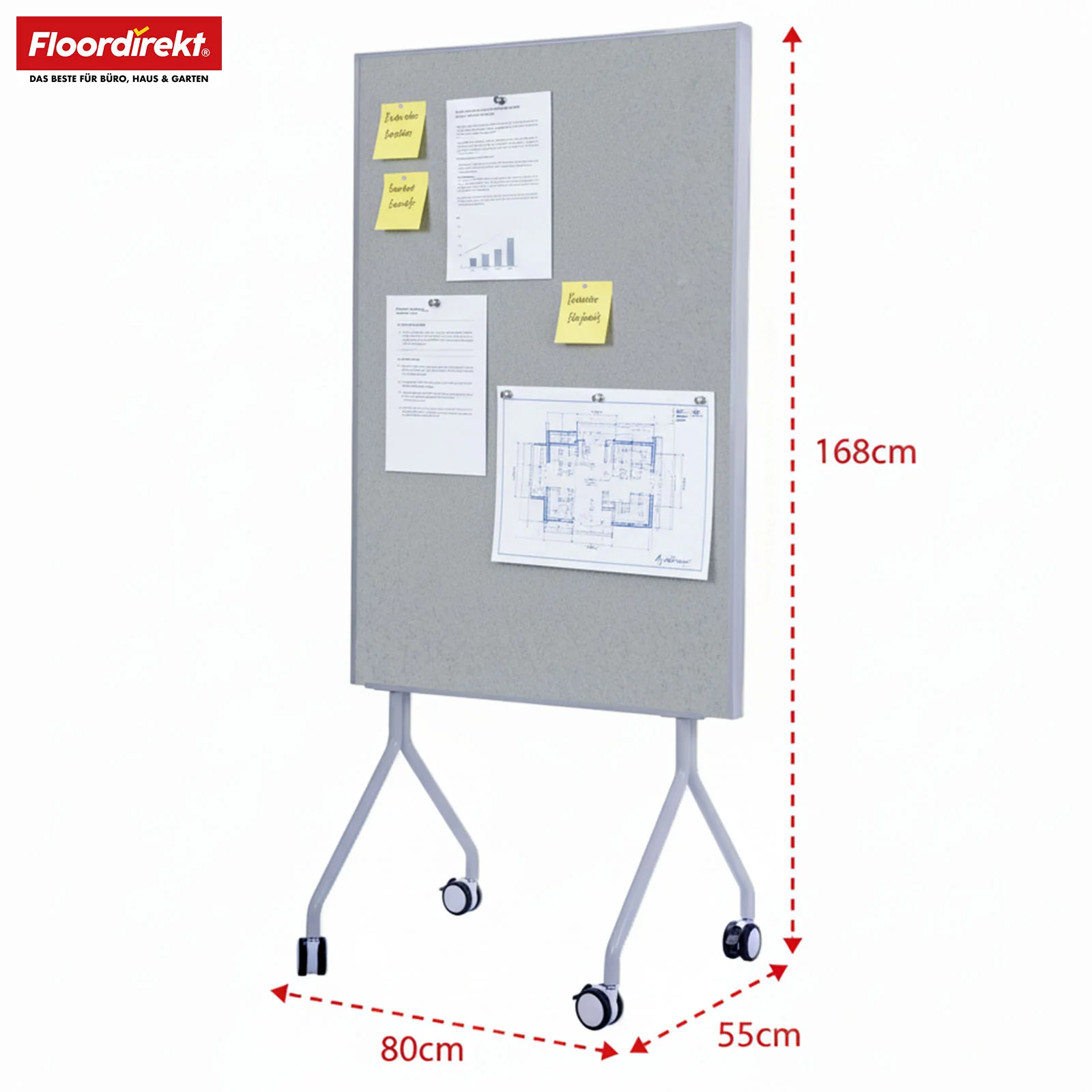 Mobile Moderationstafel GIANT | Beidseitige Filztafel auf Rollen 80x120cm | Doppelseitig nutzbar & stabil - Image 31
