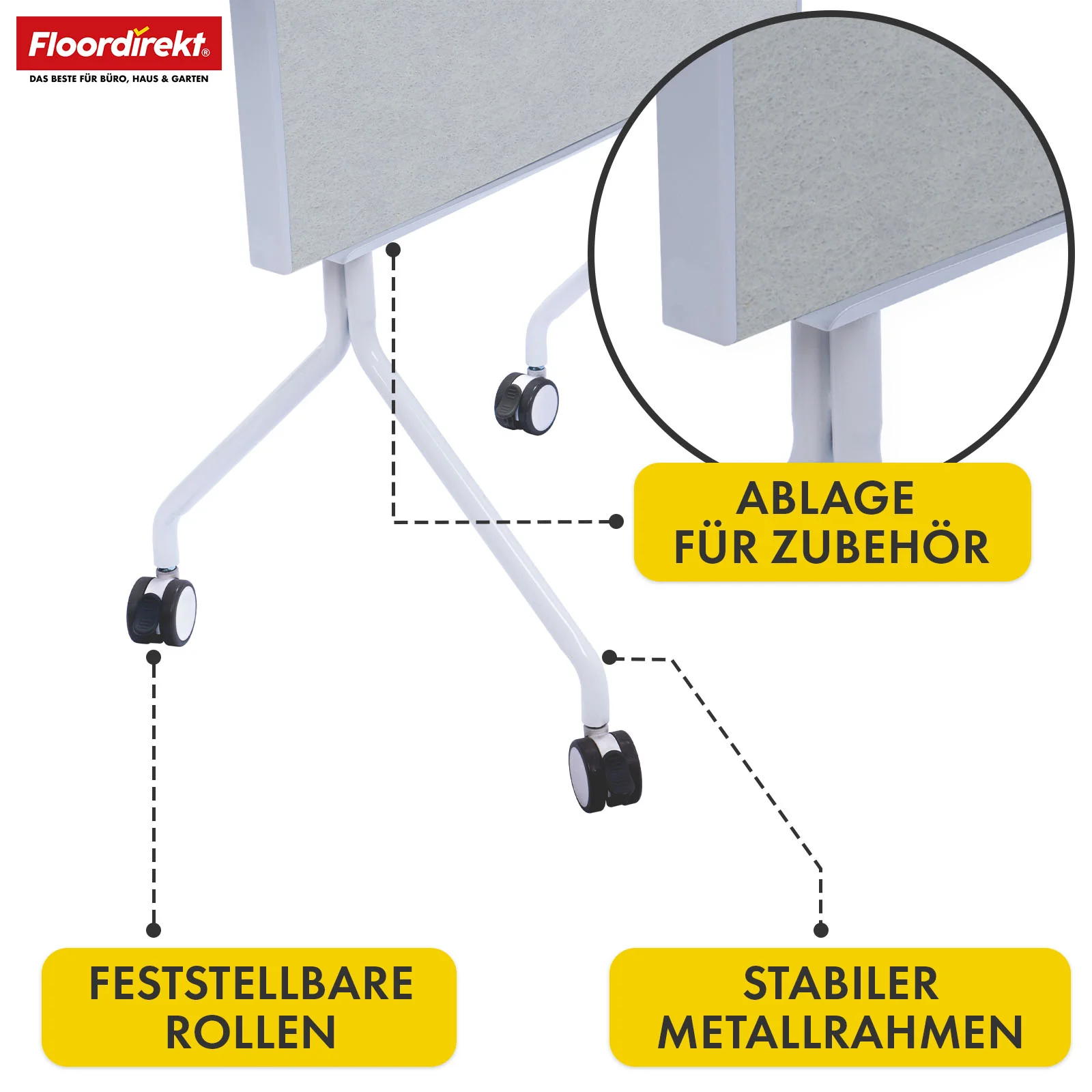 Mobile Moderationstafel GIANT | Beidseitige Filztafel auf Rollen 80x120cm | Doppelseitig nutzbar & stabil - Image 33