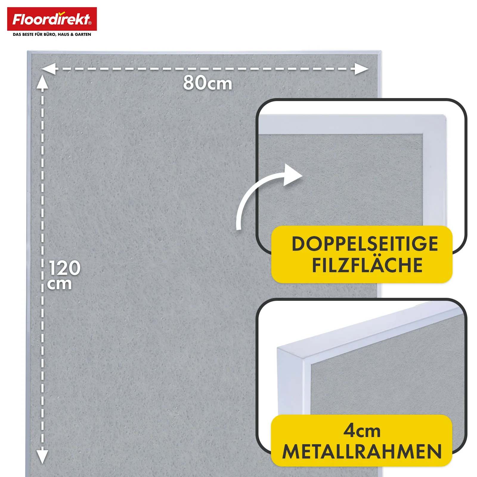 Mobile Moderationstafel GIANT | Beidseitige Filztafel auf Rollen 80x120cm | Doppelseitig nutzbar & stabil - Image 34