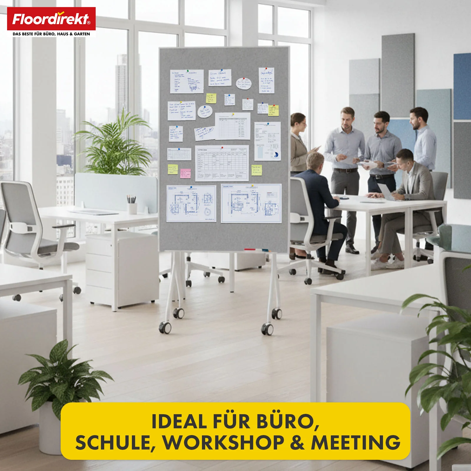 Mobile Moderationstafel GIANT | Beidseitige Filztafel auf Rollen 80x120cm | Doppelseitig nutzbar & stabil - Image 36