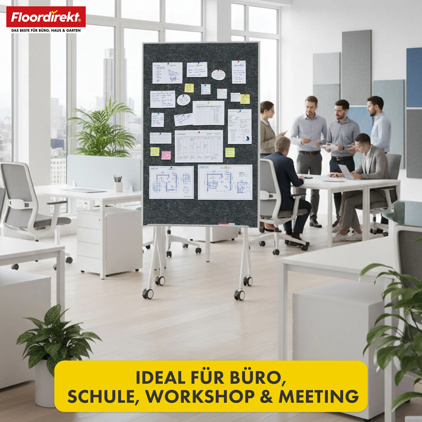 Mobile Moderationstafel GIANT | Beidseitige Filztafel auf Rollen 80x120cm | Doppelseitig nutzbar & stabil - Image 8
