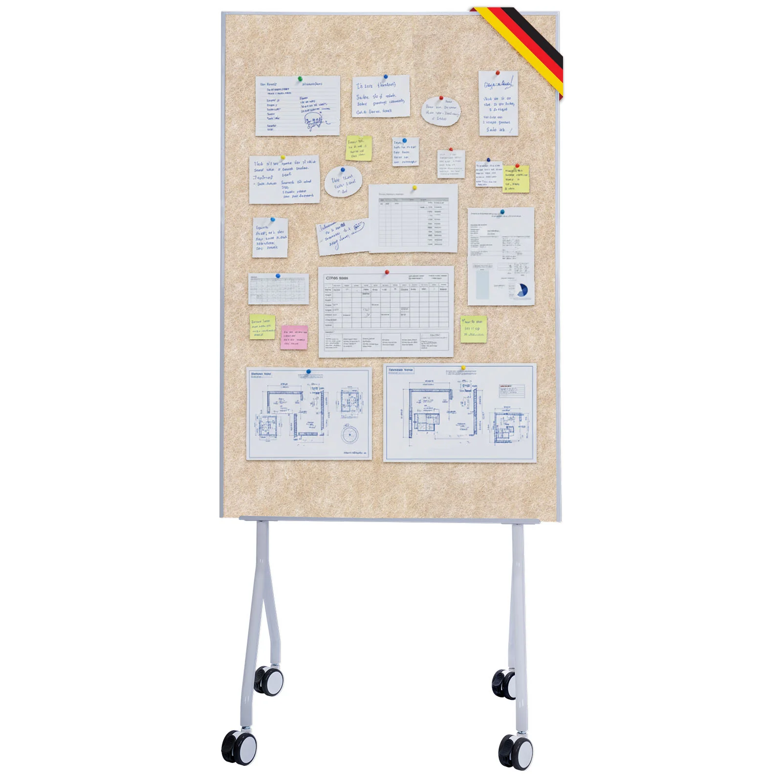 Mobile Moderationstafel GIANT | Beidseitige Filztafel auf Rollen 80x120cm | Doppelseitig nutzbar & stabil - Image 9