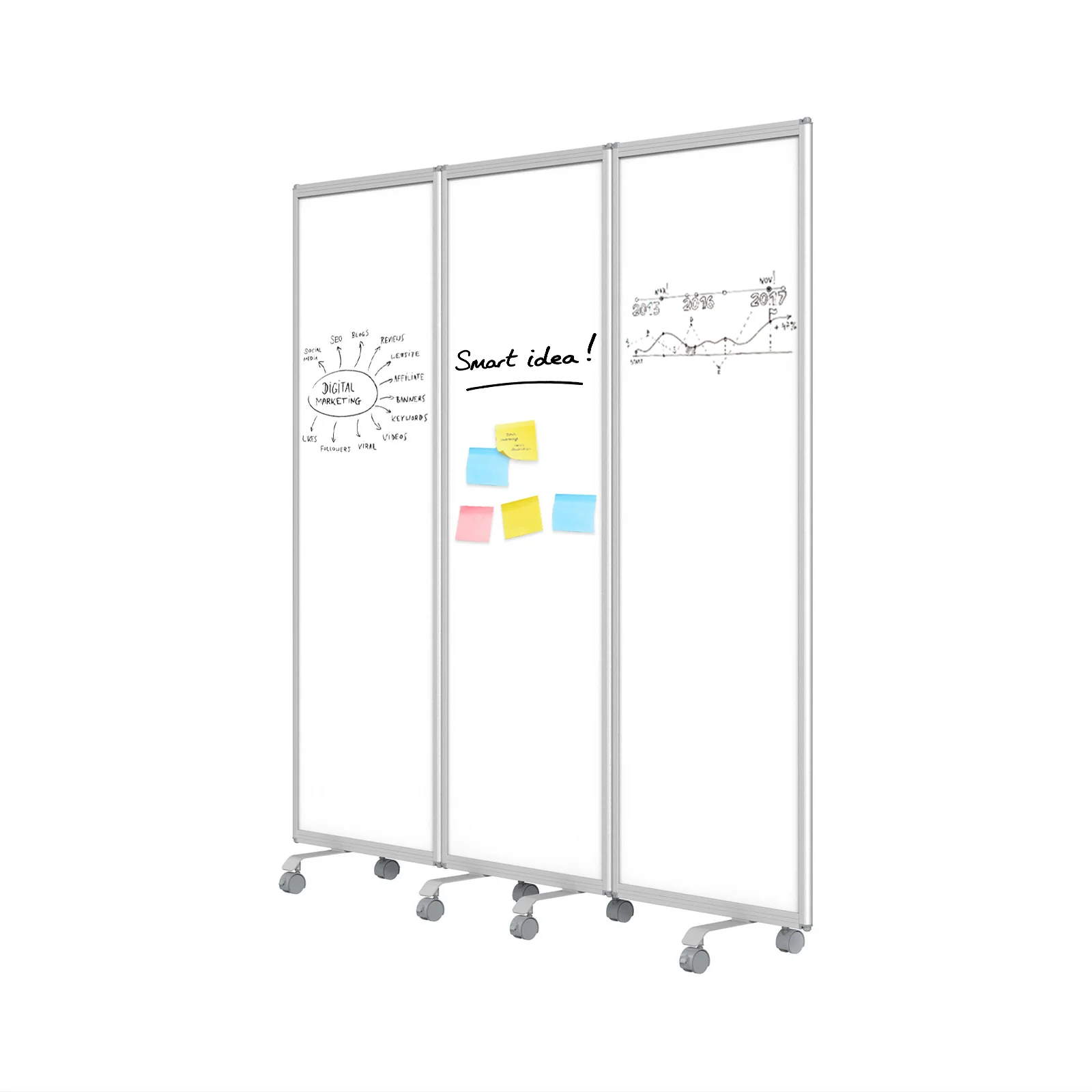 Mobile Trennwand | Präsentationsboard | Beschreibbare Oberfläche | Verschiedene Ausführungen - Image 3
