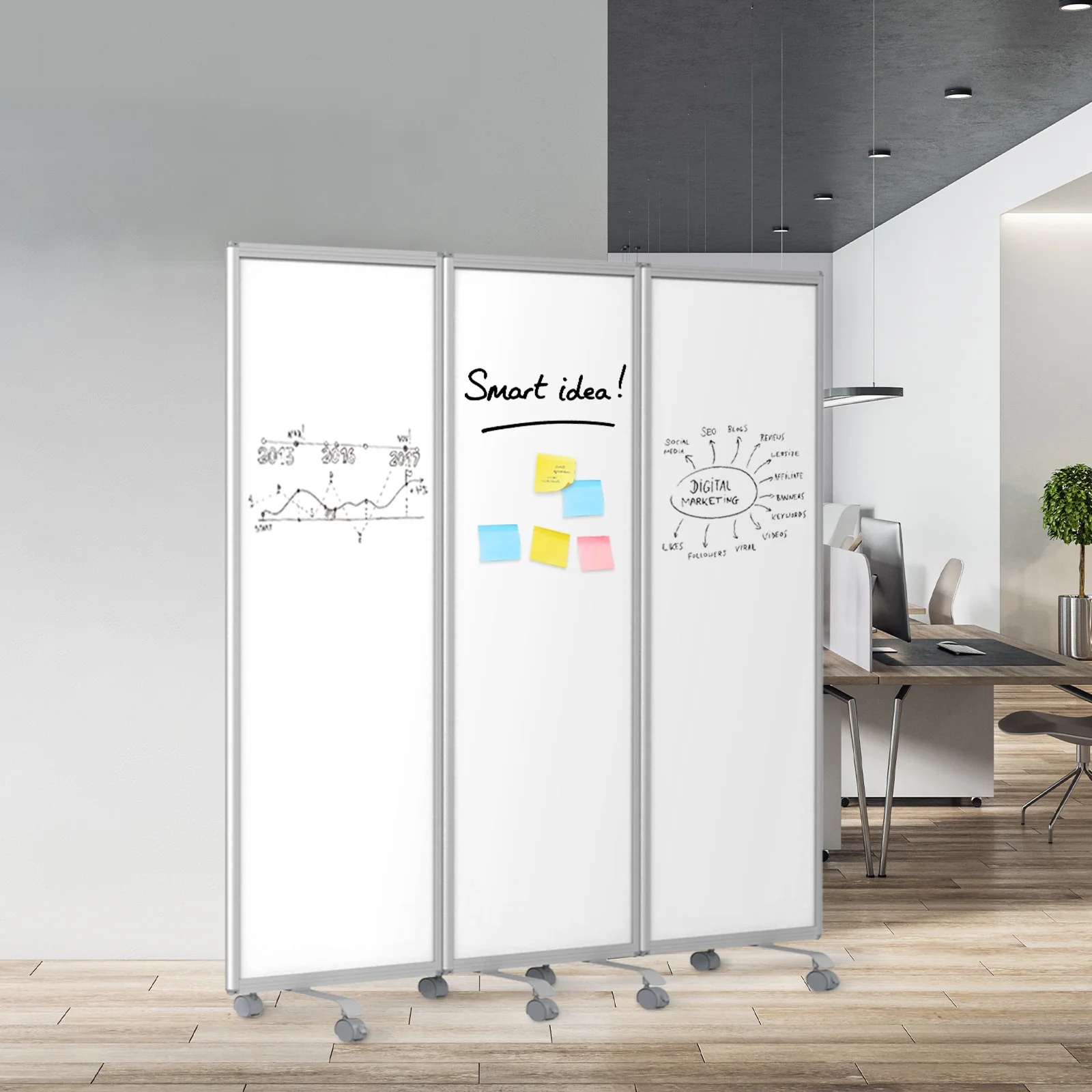Mobile Trennwand | Präsentationsboard | Beschreibbare Oberfläche | Verschiedene Ausführungen - Image 6