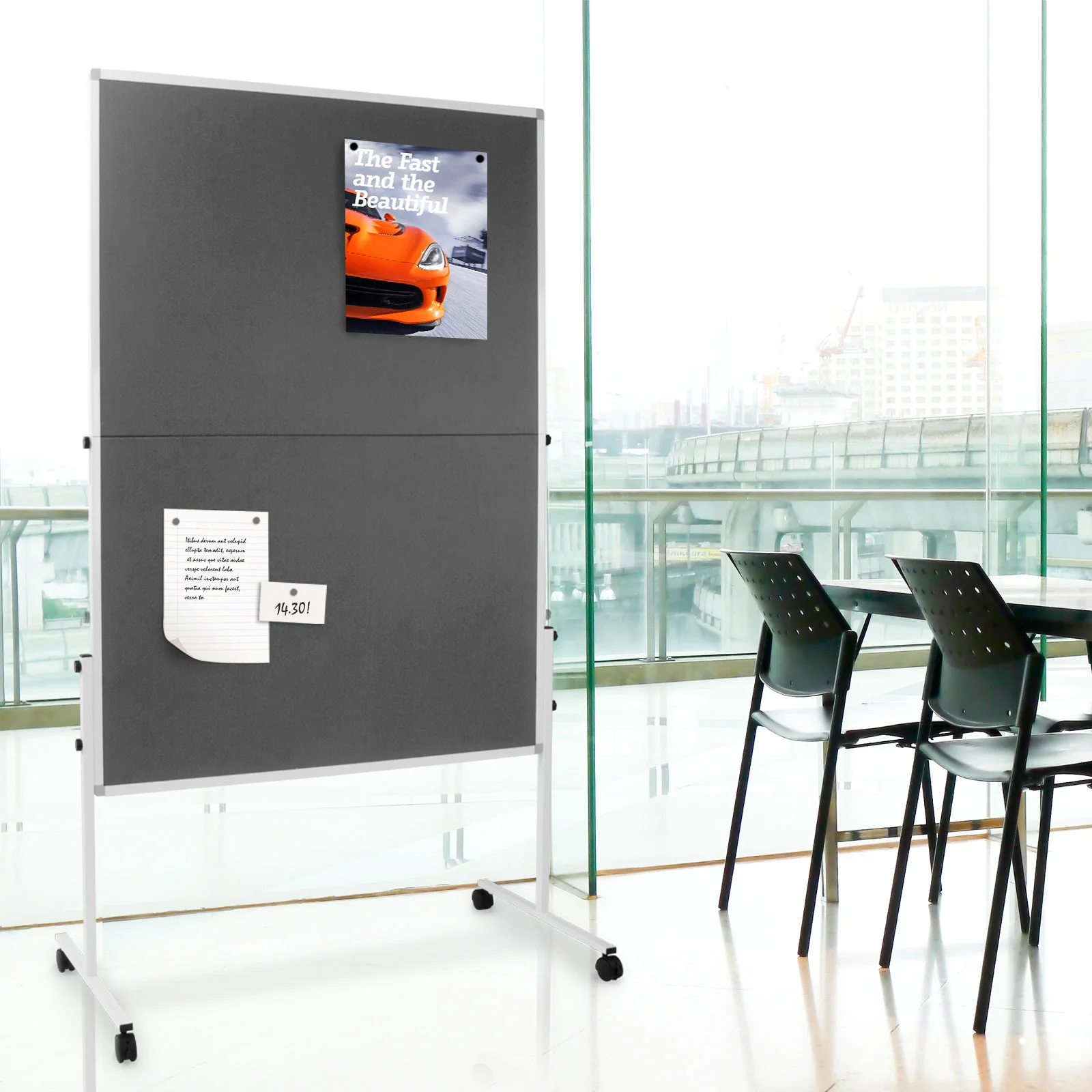 Filz-Moderationstafel | Klappbar | Mit Rollen | 150x120 cm | 2 Farben - Image 6