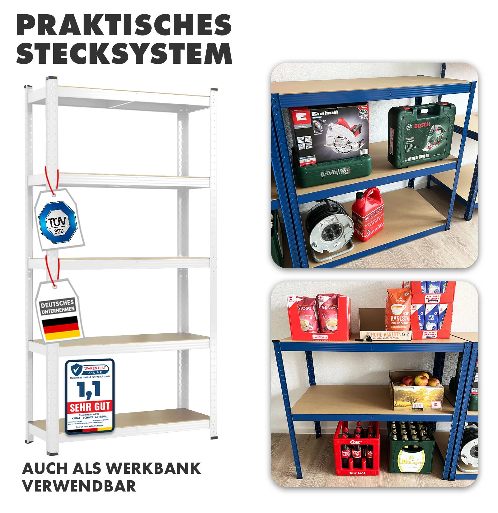 Schwerlastregal | Weiß | Gesamtlast: 875 kg | 4 Größen - Image 4