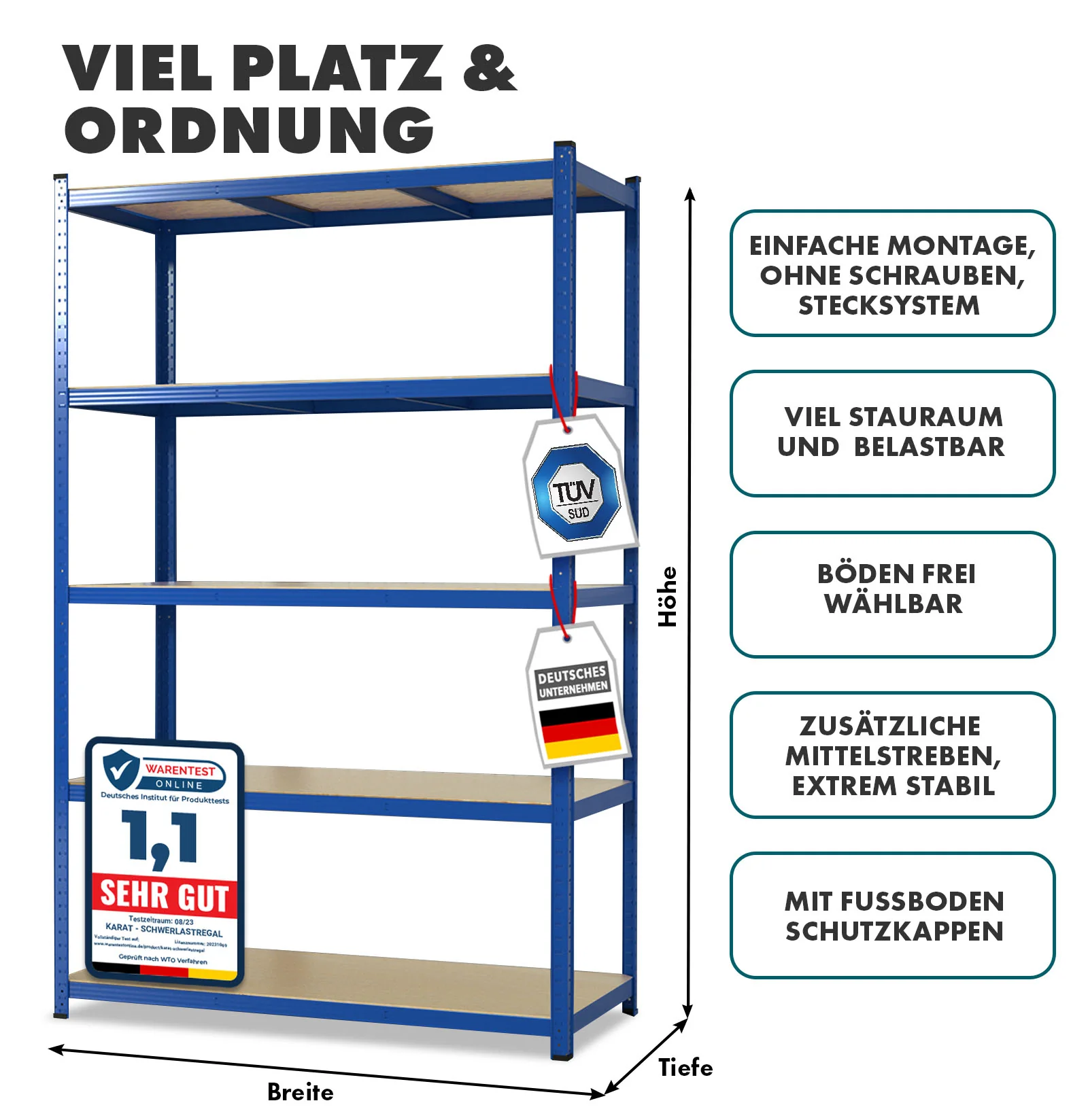 Schwerlastregal | Blau | Traglast bis 1500 kg | 8 Größen - Image 2