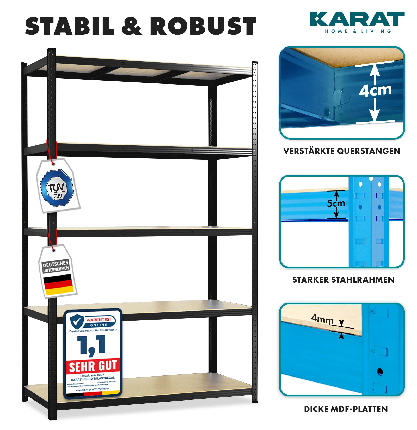 Schwerlastregal Lakota | 2er Set | Traglast bis 875 kg | Individuell einsetzbar | Verschiedene Größen und Farben - Image 17
