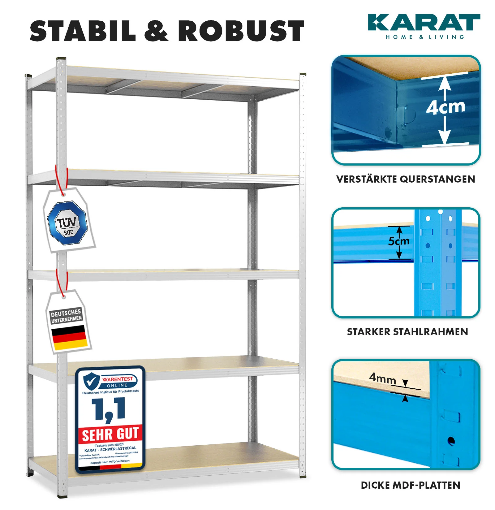 Schwerlastregal Lakota | 2er Set | Traglast bis 875 kg | Individuell einsetzbar | Verschiedene Größen und Farben - Image 24