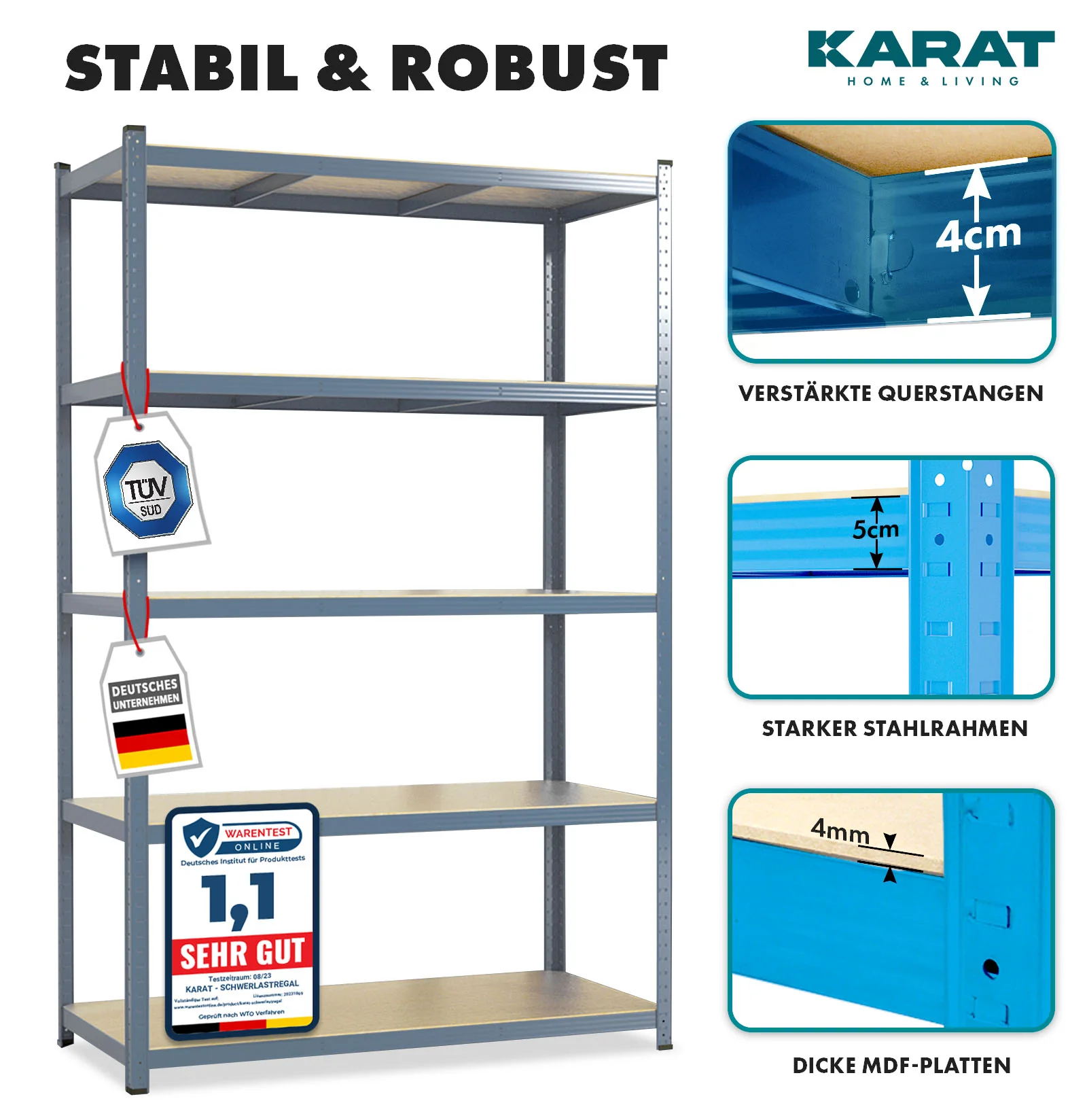 Schwerlastregal Lakota | 2er Set | Traglast bis 875 kg | Individuell einsetzbar | Verschiedene Größen und Farben - Image 3