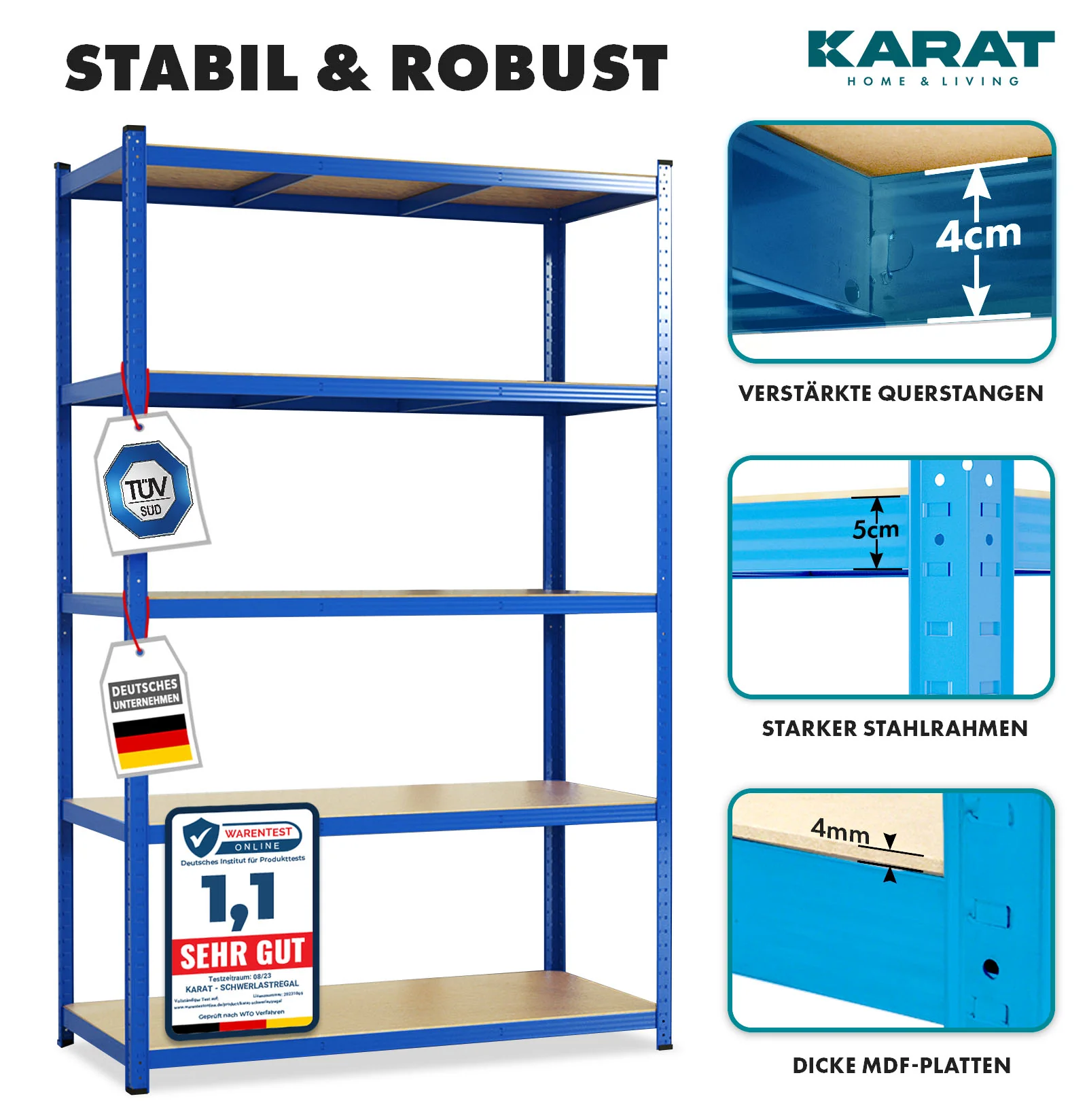 Schwerlastregal Lakota | 2er Set | Traglast bis 875 kg | Individuell einsetzbar | Verschiedene Größen und Farben - Image 9