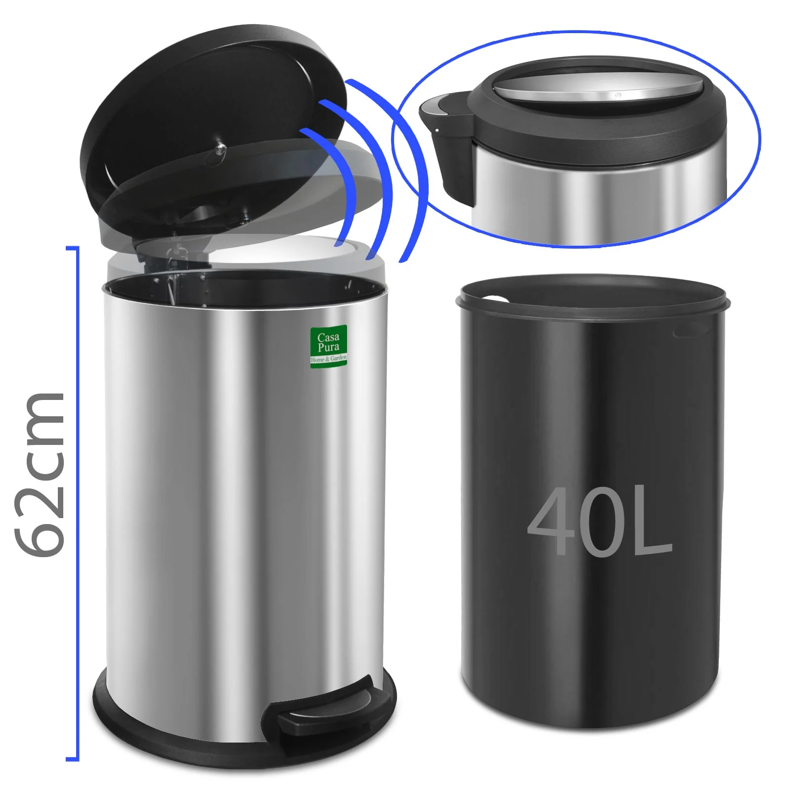 Mülleimer Dennis | Edelstahl | Mit Absenkautomatik | 40 Liter - Image 7