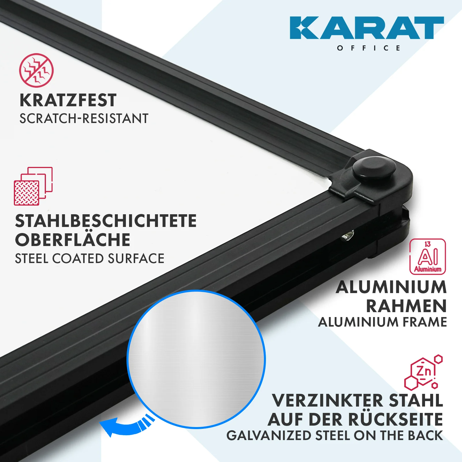 Whiteboard | Onyx | Speziallackiert | Kratzfest & magnethaftend | Schwarzer Rahmen - Image 3